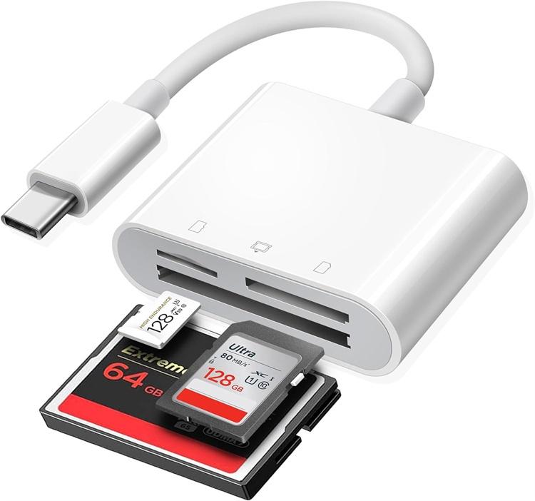 NÖRDIC USB-C kortlæser 3 slot CF, SD, MicroSD UHS-I Online