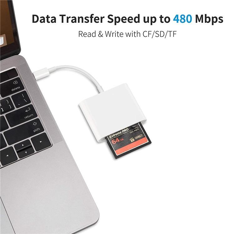 NÖRDIC USB-C kortlæser 3 slot CF, SD, MicroSD UHS-I Online