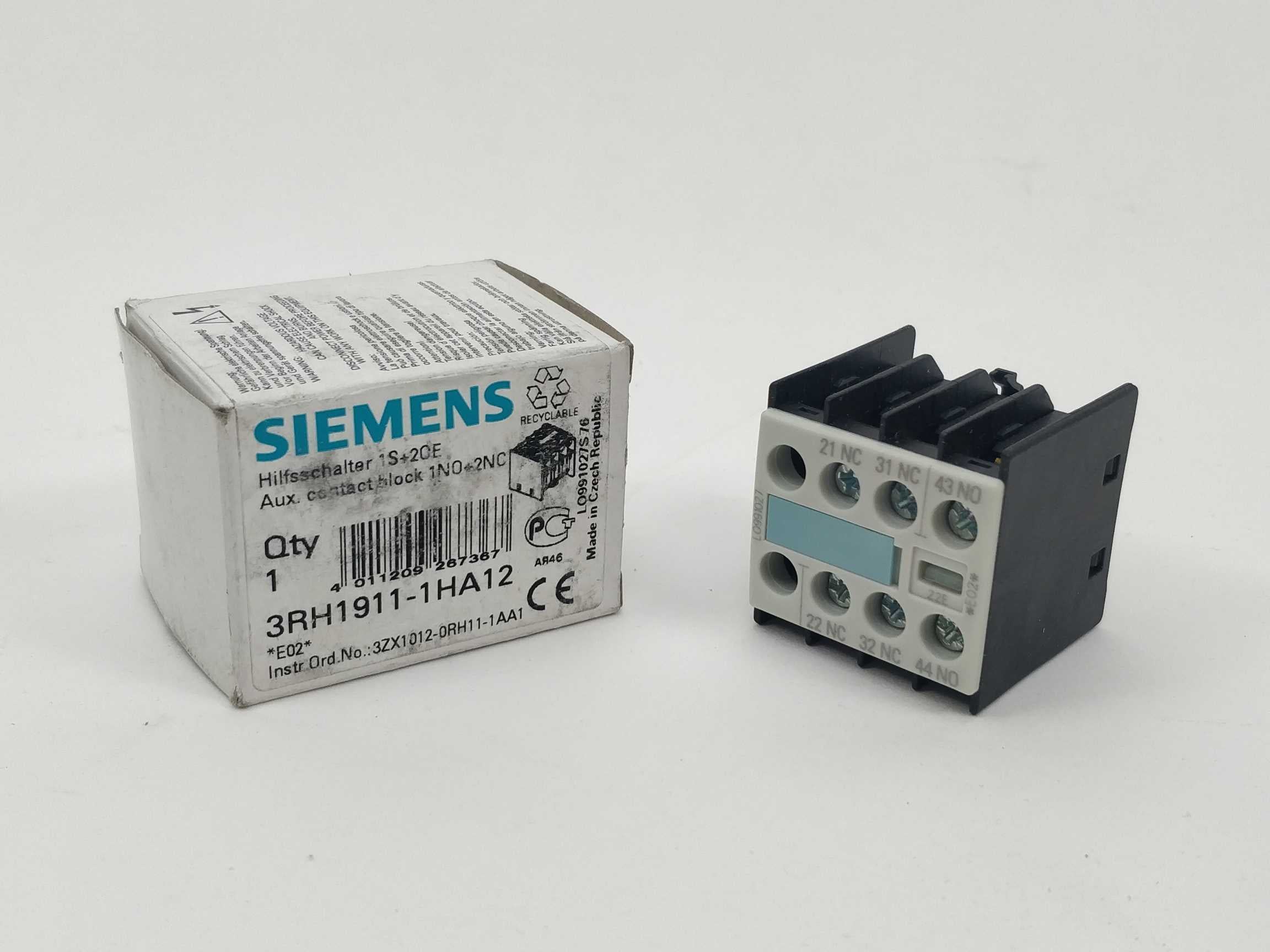 Siemens 3RH1911-1HA12 Aux. Contact Block 1NO+2NC Online