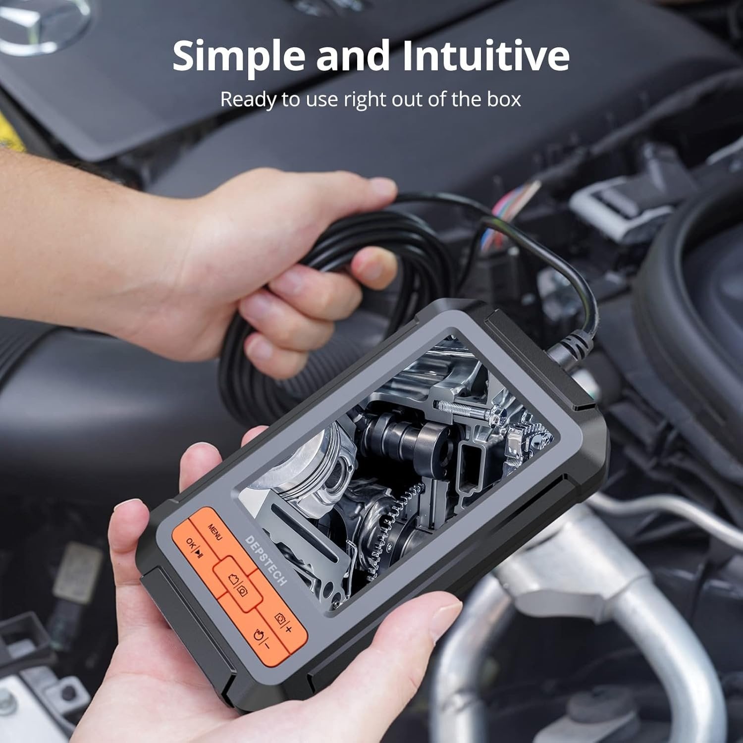 Endo-/Borescope Camera 1080P Digital Inspection Camera, 5m kabel 5,5mm IP67 4,3'' LCD-skærm, 6x LED