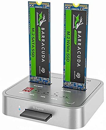 Maiwo K3016CL dockingstation til disk kloning SATA og NVMe SSD 1: 1 10 Gbps M-Key og Key B + M SD Express-kortlæser på udsalg