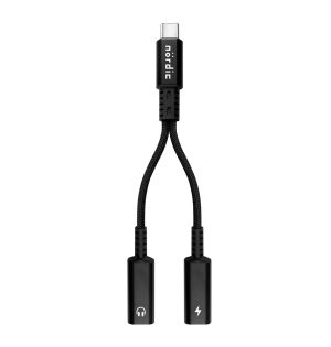 NÖRDIC 1 til 2 USB-C til 2xUSB-C hovedtelefonadapter med 60W opladning Rabat