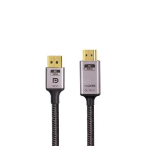 NÖRDIC 3m Displayport 1.4 til HDMI 2.1 8K60Hz 4K120/144Hz Dynamic HDR 32.4Gbps Dolby ATMOS