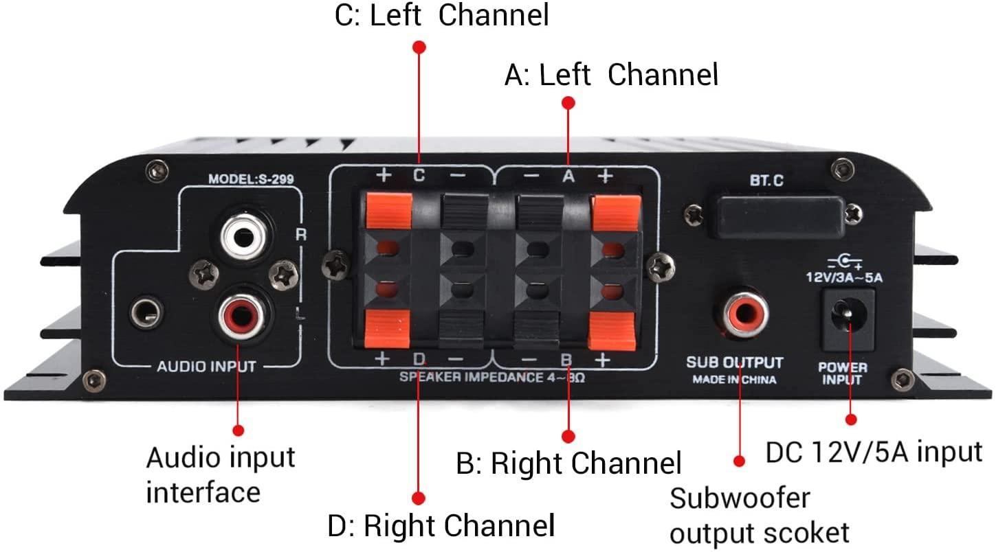 NÖRDIC Bluetooth 5.0 stereo 2.1 forstærker 4X40W + 50W RMS forstærker 2 højttalere og subwoofer med USB og SD media player input