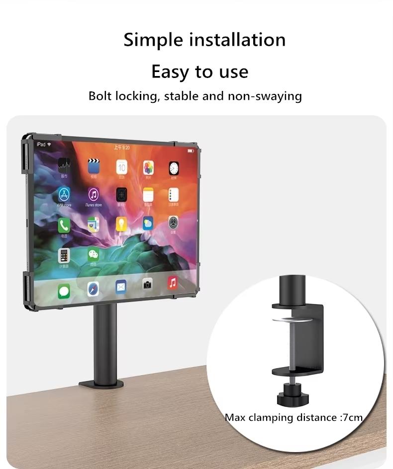 NÖRDIC Bordstativ til tablet 7-13" tilt 180 grader roter 360 grader