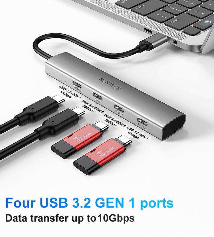 NÖRDIC Gen2 3.2 USB-C 4-ports Hub 10Gbps 19cm kabel 4xUSB-C Mode
