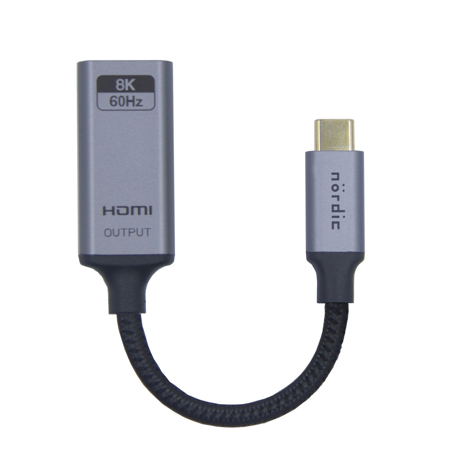 NÖRDIC 0,5 m USBC til DisplayPort kabel UHD 4K 60Hz DP 1.2 21,6Gbps HDCP Alt måde over USB C Aluminium kontakter Space Gray Mode
