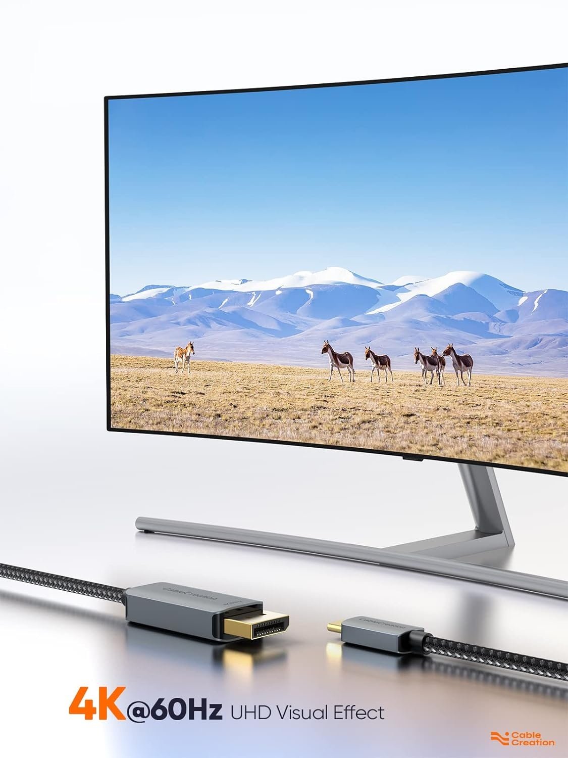 NÖRDIC 0,5 m USBC til DisplayPort kabel UHD 4K 60Hz DP 1.2 21,6Gbps HDCP Alt måde over USB C Aluminium kontakter Space Gray Mode