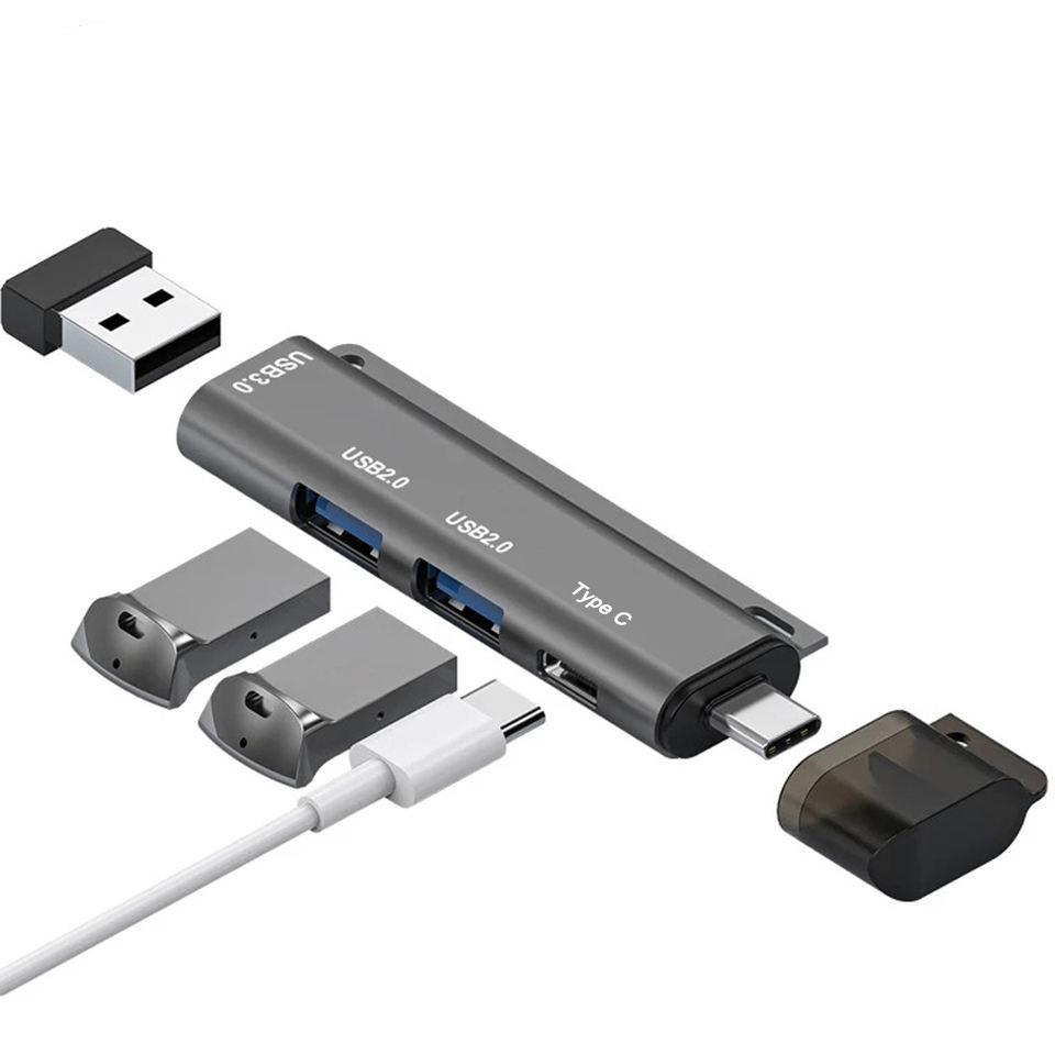 NÖRDIC 4-ports USB-C Hub 2xUSB-A 2.0, 1xUSB-A 3.1, 1xUSB-C 3.1