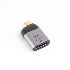 NÖRDIC USB C til DisplayPort adapter 8K i 60Hz 32,4Gbps 3D-understøttelse og HDCP 1.4 og 2.2 Aluminium Space Grey